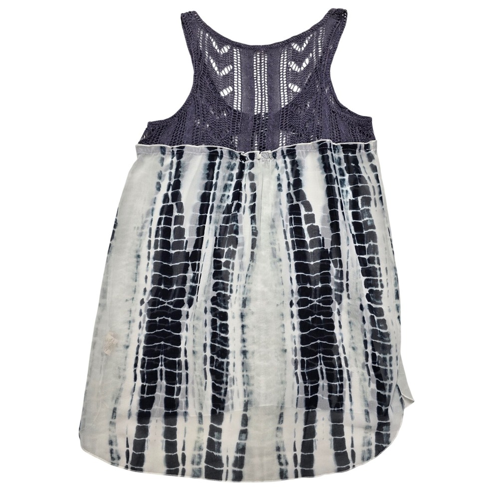 Free People Crochet Tie Dye Mixed Media Tank Top Gray Purple Boho Womens Small